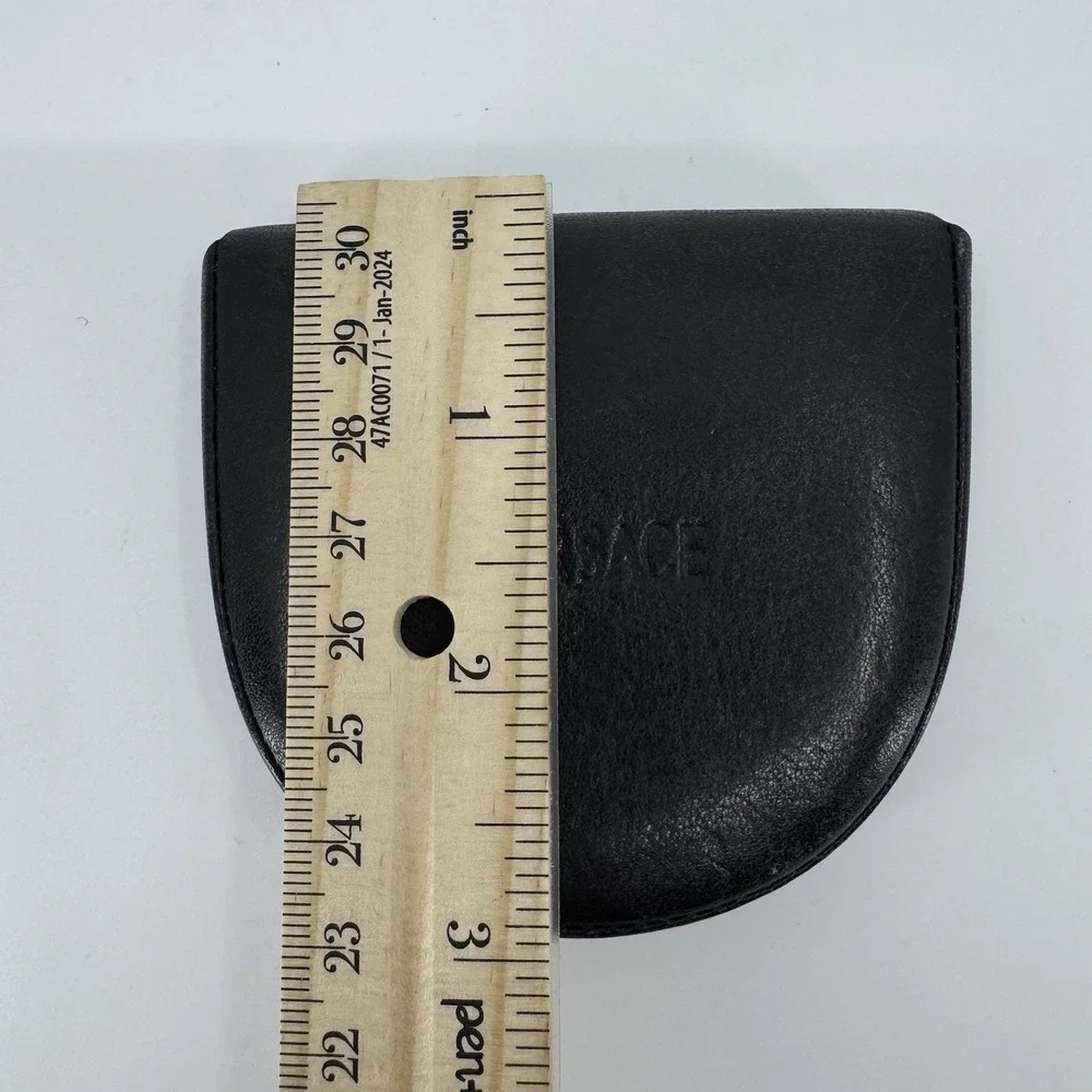 RARE Vintage GIANNI VERSACE, BLACK Leather Coin Purse Men's Wallet Made In Italy